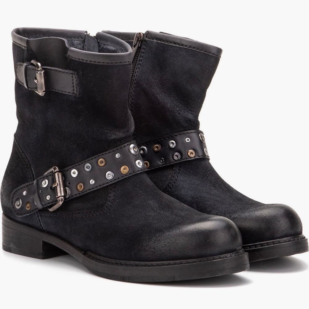 NIB Vintage Foundry Miriam 8 38.5 Black Suede Leather Moto Boots Booties - Picture 13 of 13